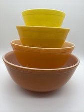 Vintage Pyrex Daisy Sunflower Citrus Solid Bowl Set 401 402 403 404 Htf picture