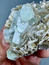 90 GM Natural DT Floater Aquamarine Crystal Combine With Fluorite And Muscovite picture