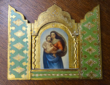 Vintage Italian Florentine Gilt Wood Triptych 10