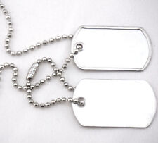 Military Army Blank Shiny Finish Mini Dog Tag Set w/ Stainless Steel Ball Chains picture