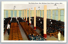 c1940s Dining Room Michigan State Prison Jackson Genuine Postcard picture