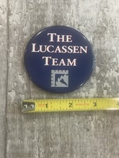 Vintage The Lucassen Team Pinback Button Corporate Logo Castle picture