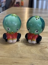 Vintage Anthropomorphic Watermelon Kids Salt and Pepper Shakers JAPAN, ca. 1950s picture
