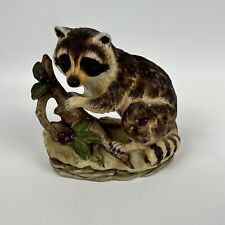 Adorable Vintage Lefton Hand Painted Raccoon With Tree Branch And Berries KW4752 picture