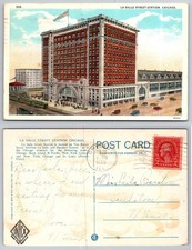 Vintage La Salle Street Station Chicago Postcard 1930 Illinois Train Depot picture