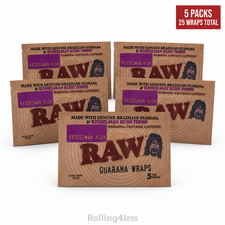 RAW Guarana Wraps Kesselman Kush Caffeinated Rolling Papers 5 Packs 25 Wraps picture