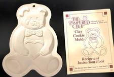 Vintage 1991 Pampered Chef Clay Stoneware Teddy Bear Cookie Mold picture
