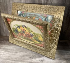 Rare Victorian Gold Gesso Wall Magazine Rack Blank Family Record Lithograph 21” picture
