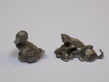 Spoontiques Vintage Miniature Pewter Duck Duckling Small Lot Set Cuteri Dog Cat picture