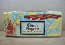Vintage Cadbury's Fingers Milk Chocolate Bisquits Collector Tin ~ Hinged Lid picture
