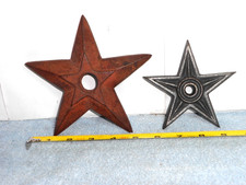 2 VINTAGE CAST IRON BARN STAR WASHER PLATES  6 & 4 in RUSTIC BARN DECOR  - Z 601 picture