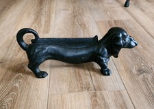 Vintage Cast Iron Dachshund Boot Scraper Wiener Dog Doorstop Heavy 14 3/4