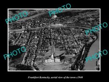 OLD POSTCARD SIZE PHOTO FRANKFORT KENTUCKY AERIAL VIEW OF THE TOWN c1940 picture