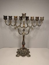 Godinger Silver Metal Traditional Menorah Hanukah Holiday Jewish Candle Holder picture
