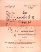 1891 YMCA Program The Boston Rivals Concert Association Course Philadelphia PA picture