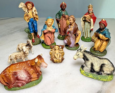 VTG Ceramic (Acrylic Sheep) Nativity Set Made in ITALY Full Set w Baby Jesus picture