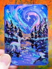 Handmade Twilight Forest ACEO Holographic Vinyl STICKER Original by Jo Luizen picture