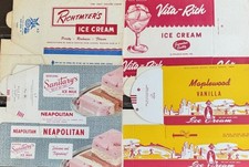 Vintage Lot of Four Half Gallon Ice Cream Boxes–Superb Graphics - c-1960s 