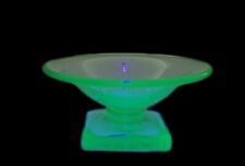 Vintage Uranium/Vaseline Green glass MINATURE round pin trinket dish.  picture