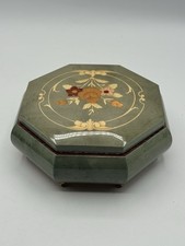 Vintage Octagonal Sorrento Intarsio Inlaid Wooden Music Box Serenade Green picture