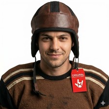 Vintage Leather Football Helmet, Brown picture