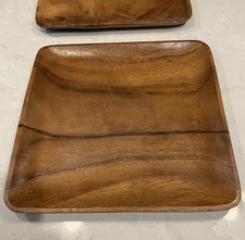 Vintage Acacia-Monkey Pod Wood Trays 12”x12” Handcrafted In Manila Philippines picture