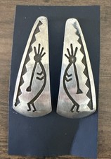 Vintage Navajo Native American Sterling Silver Kokopelli Stud Earrings Kirby Nez picture