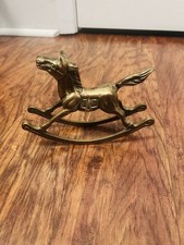 Vintage Solid Brass Rocking Horse Figurine 7.5