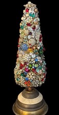 Vtg Artisan Holiday Sculpture Sparkling Jewelry assemblage picture
