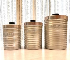 VTG 1950s Nasco Italy Aluminum Flour Sugar Coffee Canisters MCM Kitchen Retro picture