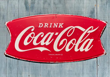 NEW Reproduction Fishtail Coca-Cola / Coke Metal Sign 36in X 18in Vintage picture