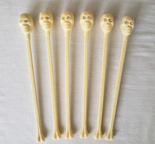 Vtg Georges Briard Skull Bones Cocktail Name Your Poison Stirrer Swizzle Sticks picture