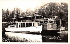 H35/ Newberry Michigan RPPC Postcard c1930s Tahquamenon River Boat Trip  58 picture