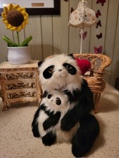 Vintage Panda Bear W/Baby/Real Fur picture