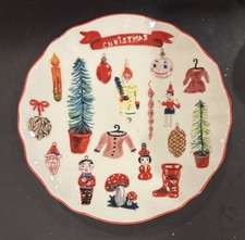 Anthropologie Classic Christmas Nathalie Lete Dessert Plate 8.25