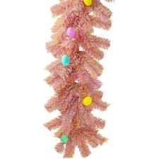 6FT Pink Purple Yellow Easter Themed Christmas Brush Garland Tinsel picture