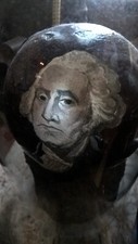Vintage 15 LB Iron Shot w/Hand Painted George Washington Portrait MARKED picture