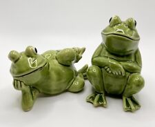Vintage FROG Norcrest Green Whimsical Relaxed Salt & Pepper Shakers Japan H-923 picture