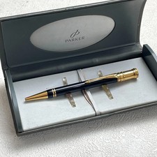 Vintage Parker Duofold Ballpoint Pen Black Lacquer Gold Trim Made in UK BS232 picture