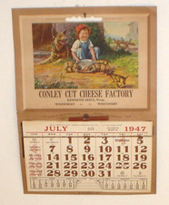 Vintage 1947 Conley Cut Cheese Factory Woodman, Wisconsin Calendar w/ Pencil M17 picture