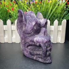 2.8LB 4.6''Lepidolite Devil  Ornament Crystal Quartz Carving Gift picture
