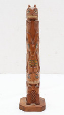 ATQ Northwest Coast Native American Hand Carved Wood Totem Pole 10