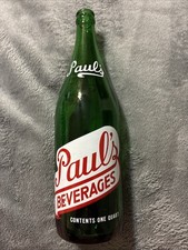 Vintage Paul’s Beverages Acl Quart Soda Bottle New Castle, PA. Paul S McConahy picture