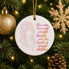 Dolly Book Lover Quote Ceramic Ornament Reading Christmas Gift for Readers picture