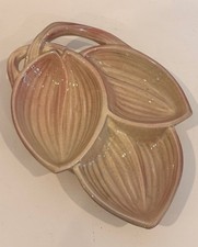 Vintage 1950s McCoy Pottery Pink Three Leaf Divided Dish - 11 Inch picture
