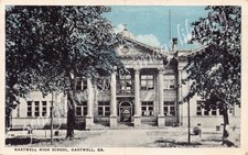GA~GEORGIA~HARTWELL~HIGH SCHOOL~BLUE SKY TINT~MAILED 1923 picture
