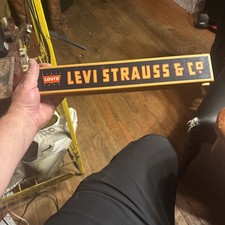 Vintage Levi Strauss & Co. Stand Topper Sign  151/2”W3”H Double Sided  picture