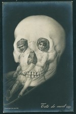 French 1915s Risque Surreal METAMORPHIC Fantasy TETE DE MORT Death's Head SKULL picture