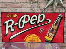 Early 40's Drink R Pep Tin Sign 35.5