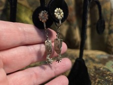 Vintage Western floral Sterling Silver Spur Concho Horseshoe Cowgirl Earrings picture